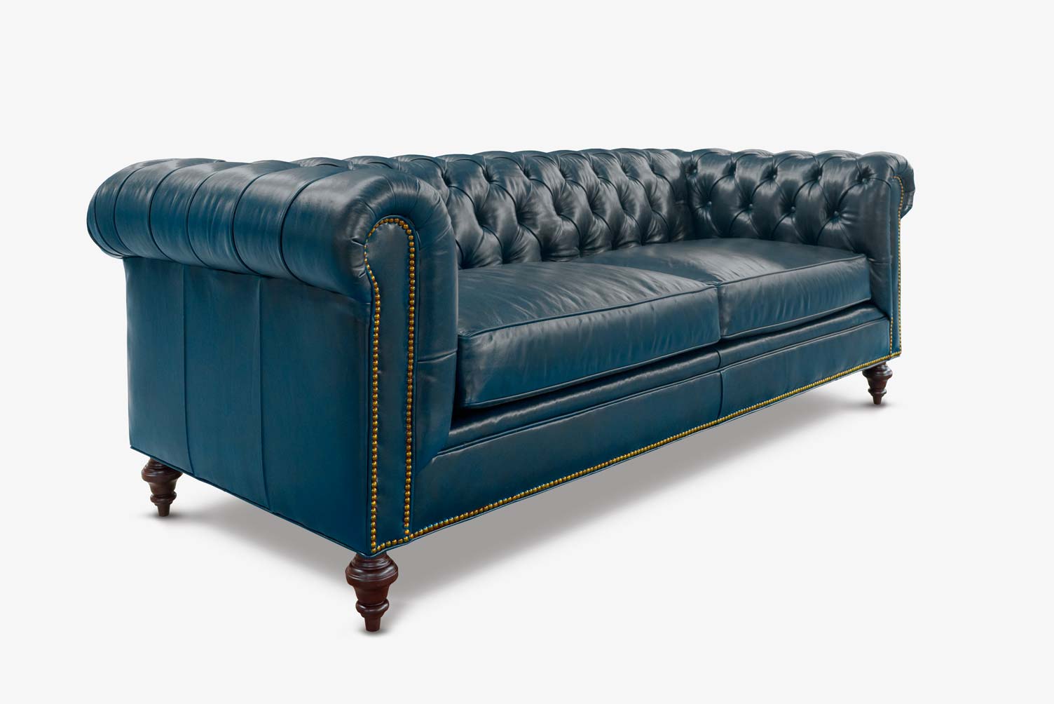 Blue leather chesterfield online chair